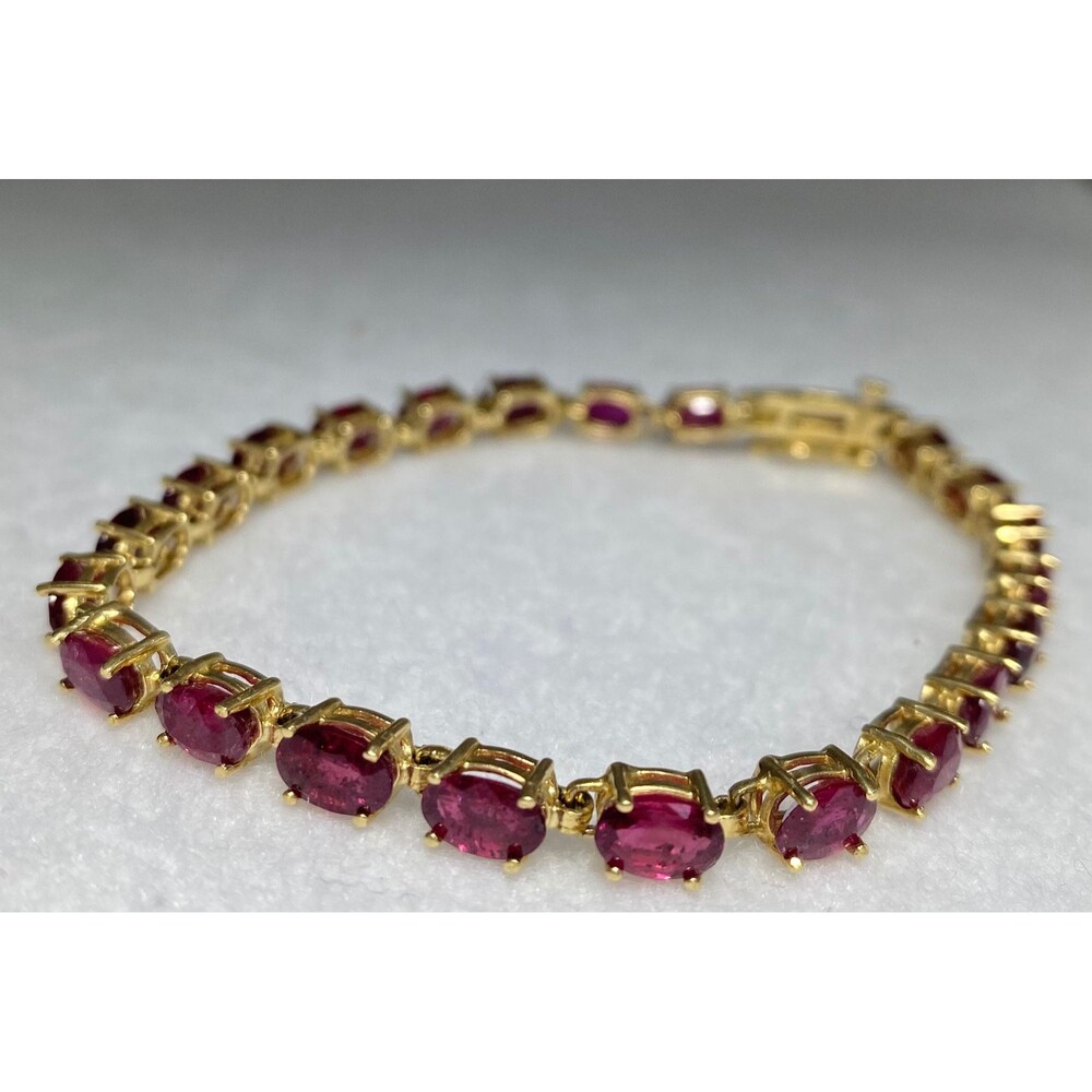 Natural Ruby 14kt Yellow Gold Tennis Bracelet